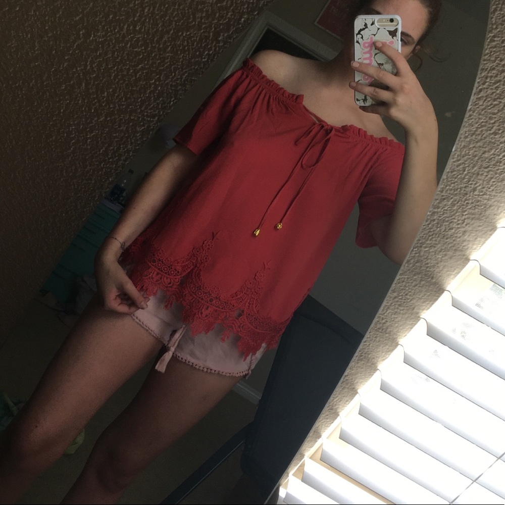 Orange lace blouse